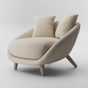 Minimalist Cotton Linen Round Accent Chair