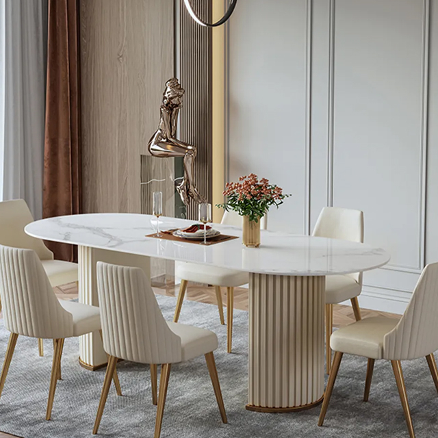 Minimalist Modern White Sintered Stone Dining Table