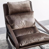 Modern Dual Leather Plush Fabric Armrests Accent Chair 