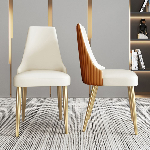 Luxury Modern White PU Leather Upholstery Dining Chair 