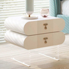 Modern Bedroom Beige Rotatable Acrylic Leg Nightstand 