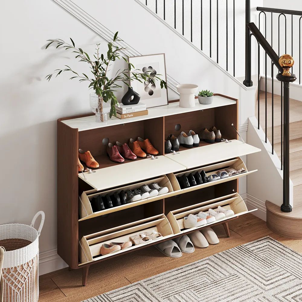 Mid-century Modern Large Capacity Shoe Cabinet for Shoe Storage