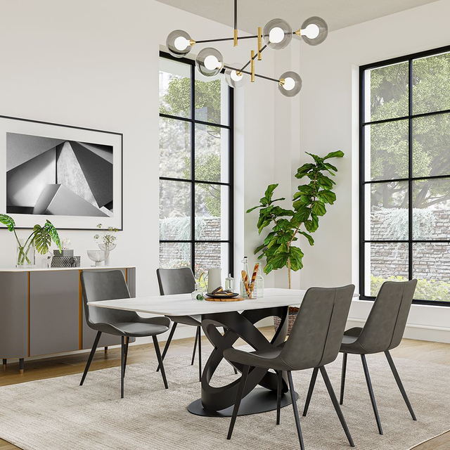 Modern Glossy & Matte White Dining Table