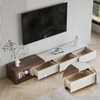 Modern Retractable Open Storage Oak Wood TV Stand