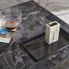 Modern Black Glossy Crystal Slate Square Coffee Table 