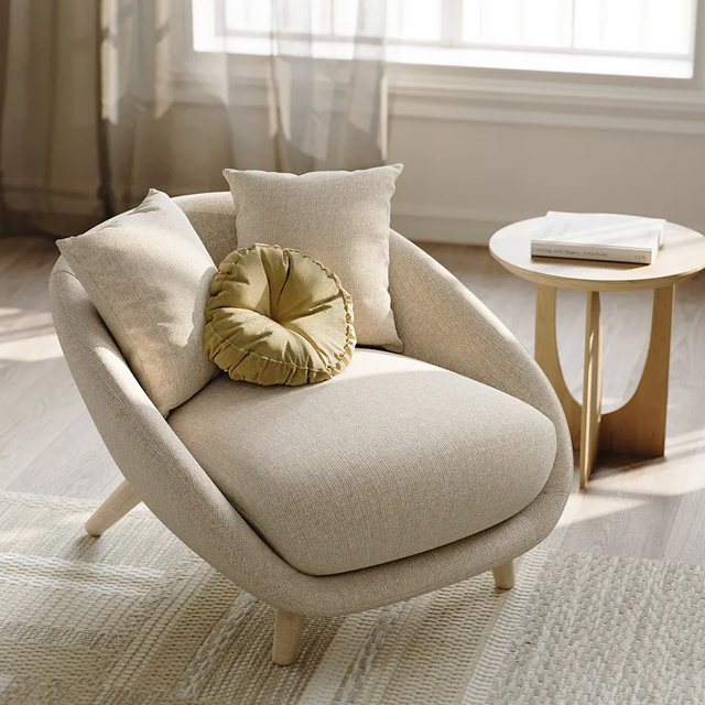 Minimalist Cotton Linen Round Accent Chair