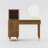 Mid-century Modern Rotating Mirror with LED Light MDF Makeup Vanity