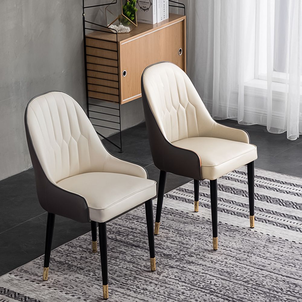 Serapion Beige PU Leather and Iron Leg Dining Chair 