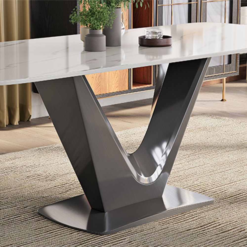 Modern Dining Furniture Rectangular Glossy White Dining Table