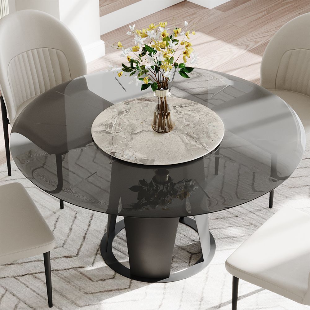 Modern Glass Round Pedestal Dining Table