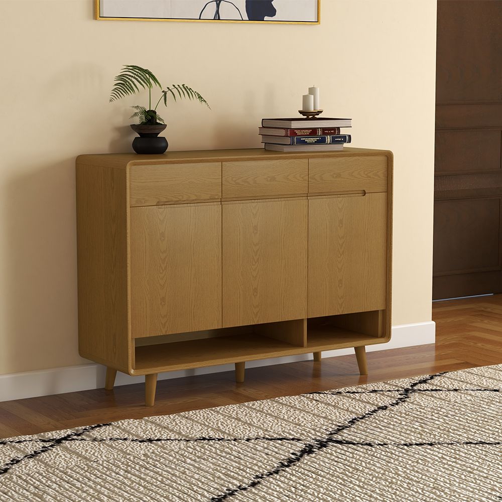 Minimalist Walnut Color Shoe Cabinet 