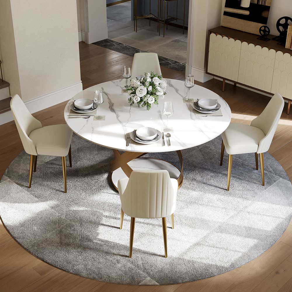 Modern Round Glossy Marble Dining Table