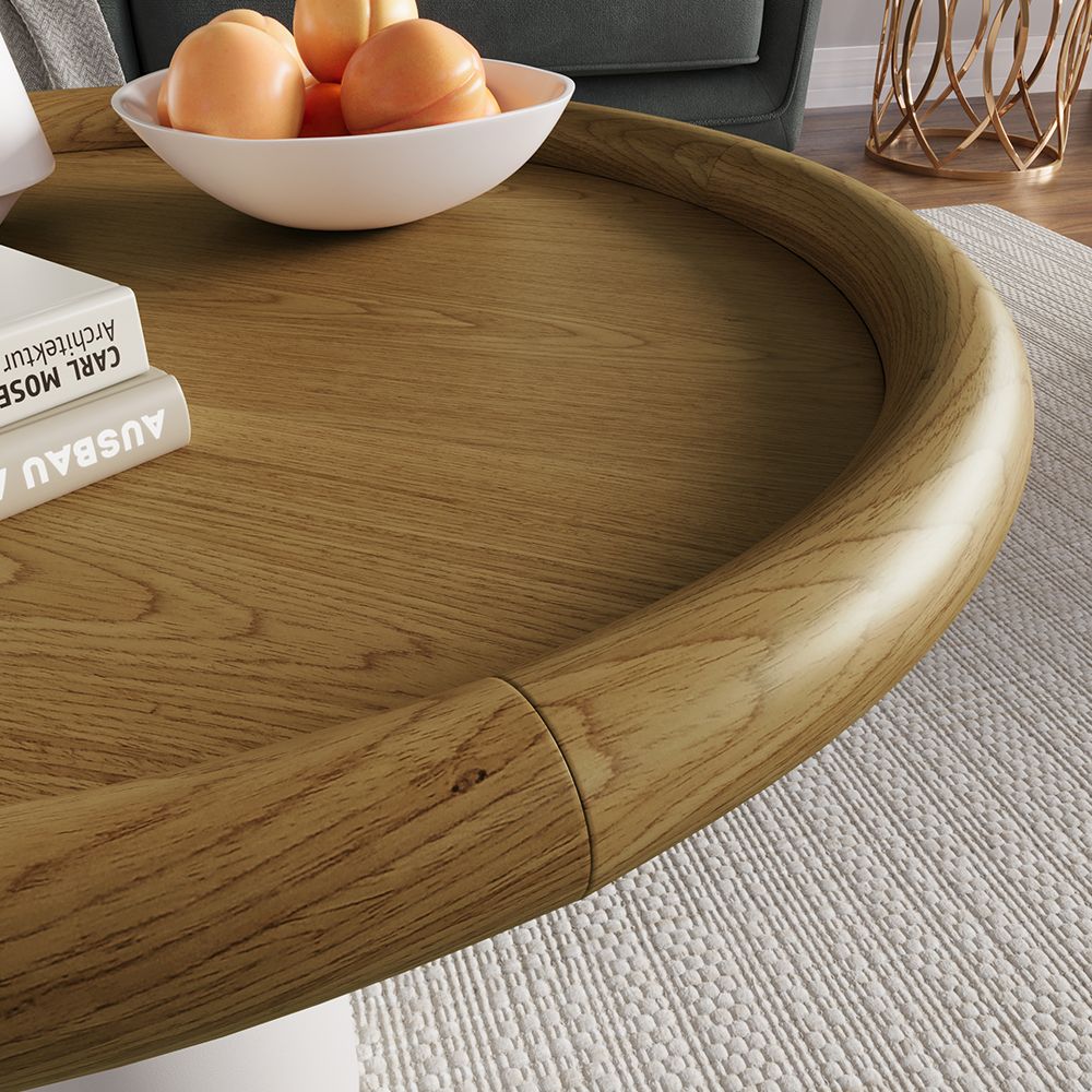 Modern Round Wood Fully Assembly Coffee Table