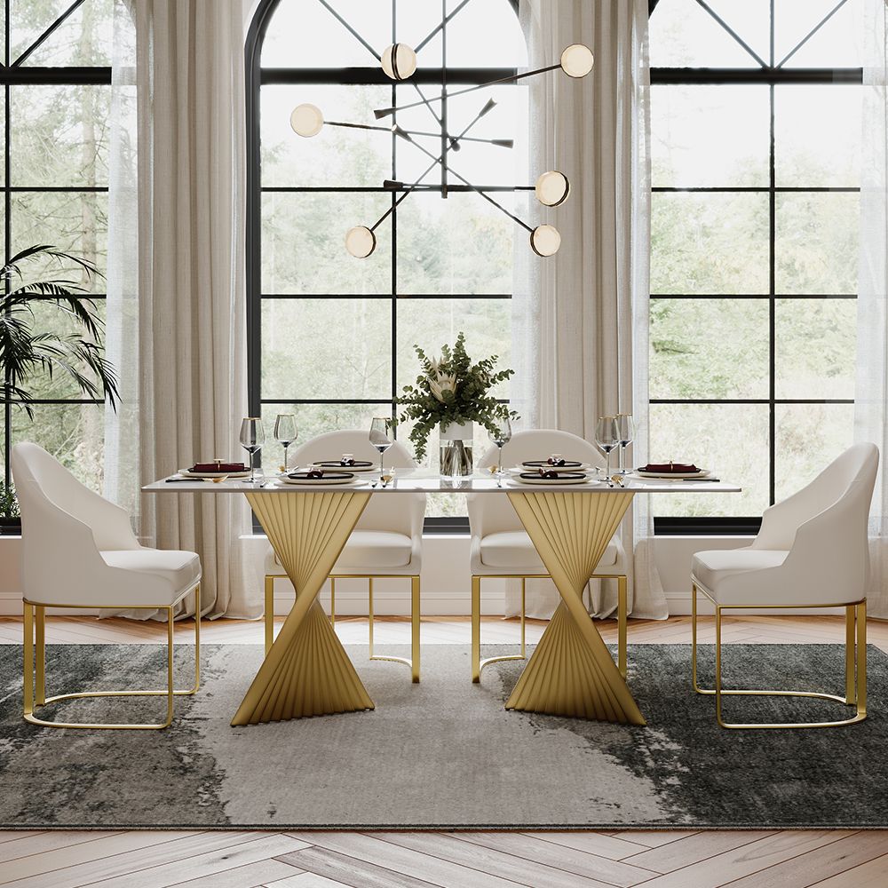 Modern Gold Spiral Dining Table 