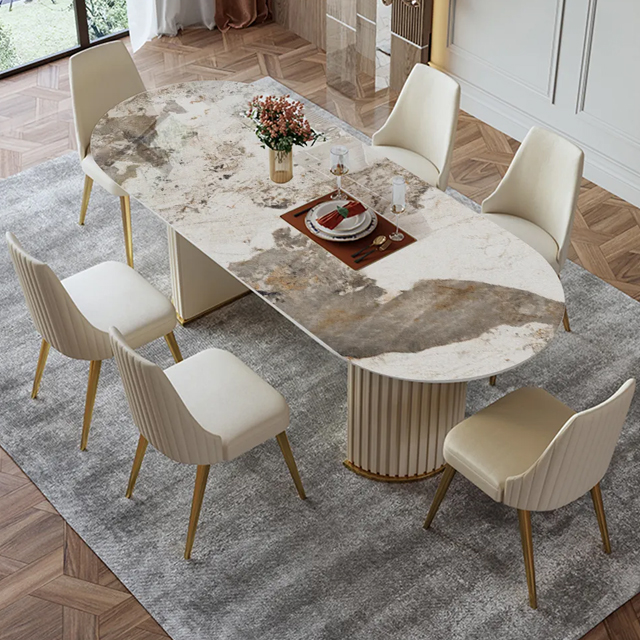 Minimalist Modern White Sintered Stone Dining Table