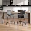 Modern Gray PU Leather Carbon Steel Black Metal Legs Bar Stools