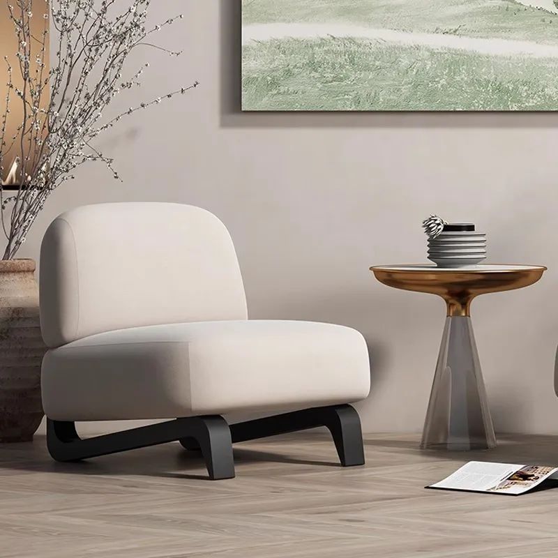 Modern Minimalist High-Density Resilient Foam Carbon Steel Leg Accent Chair