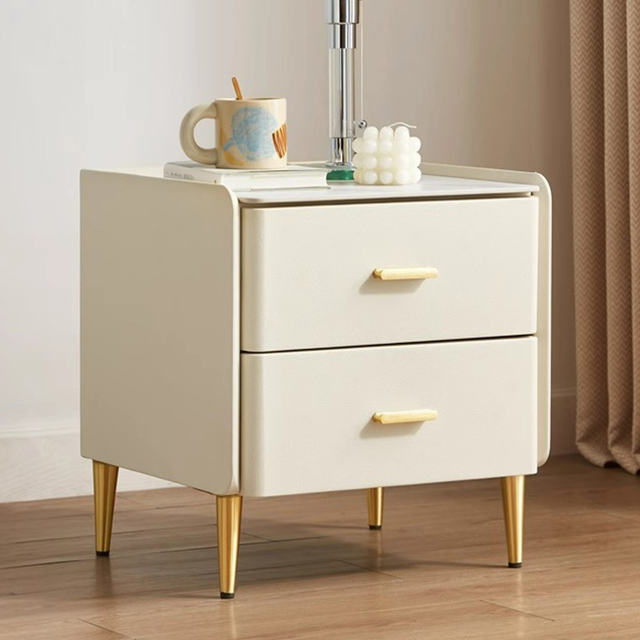 Modern Minimalist Curved Drawer Solid Wood Nightstand