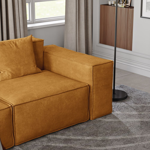  Minimalist Track Arm Fabric Yellow Color Modular Sofa 