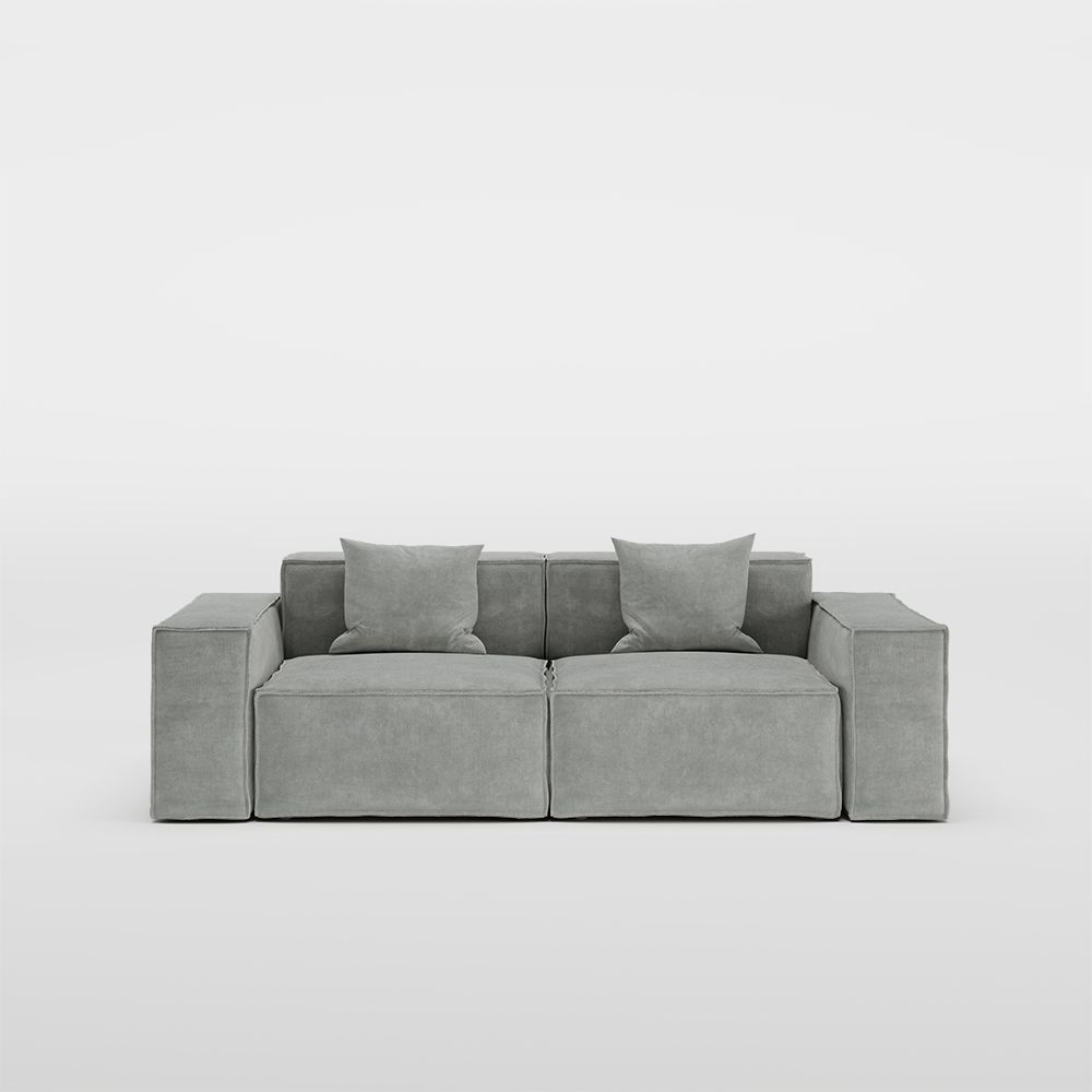 Modern Track Arm Fabric Light Gray Modular Sofa 