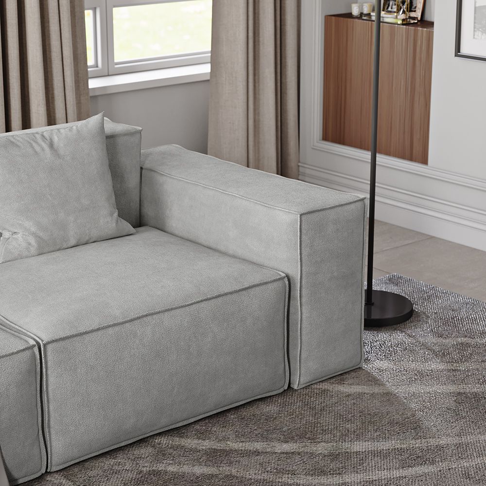 Modern Track Arm Fabric Light Gray Modular Sofa 