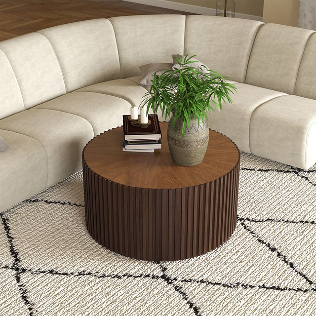 Mid-century Modern Round Wood Coffee Table 