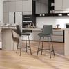 Modern Gray PU Leather Carbon Steel Black Metal Legs Bar Stools