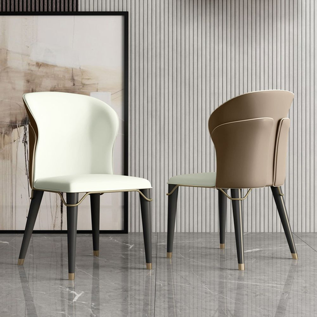 High Quality Modern PU Leather Upholstery Dining Chair Wingback Side Chair