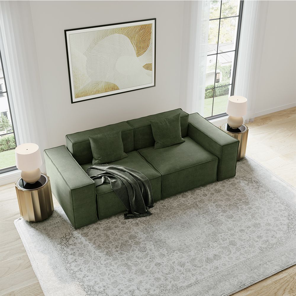 Modern Track Arm Fabric Green Color Modular Sofa 