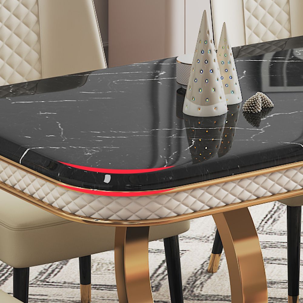 Modern Dining Room Furniture Black Faux Marble Dining Table