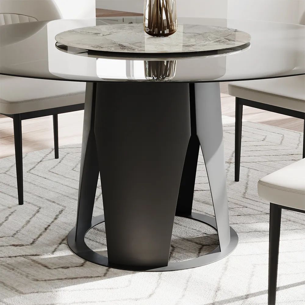 Modern Glass Round Pedestal Dining Table