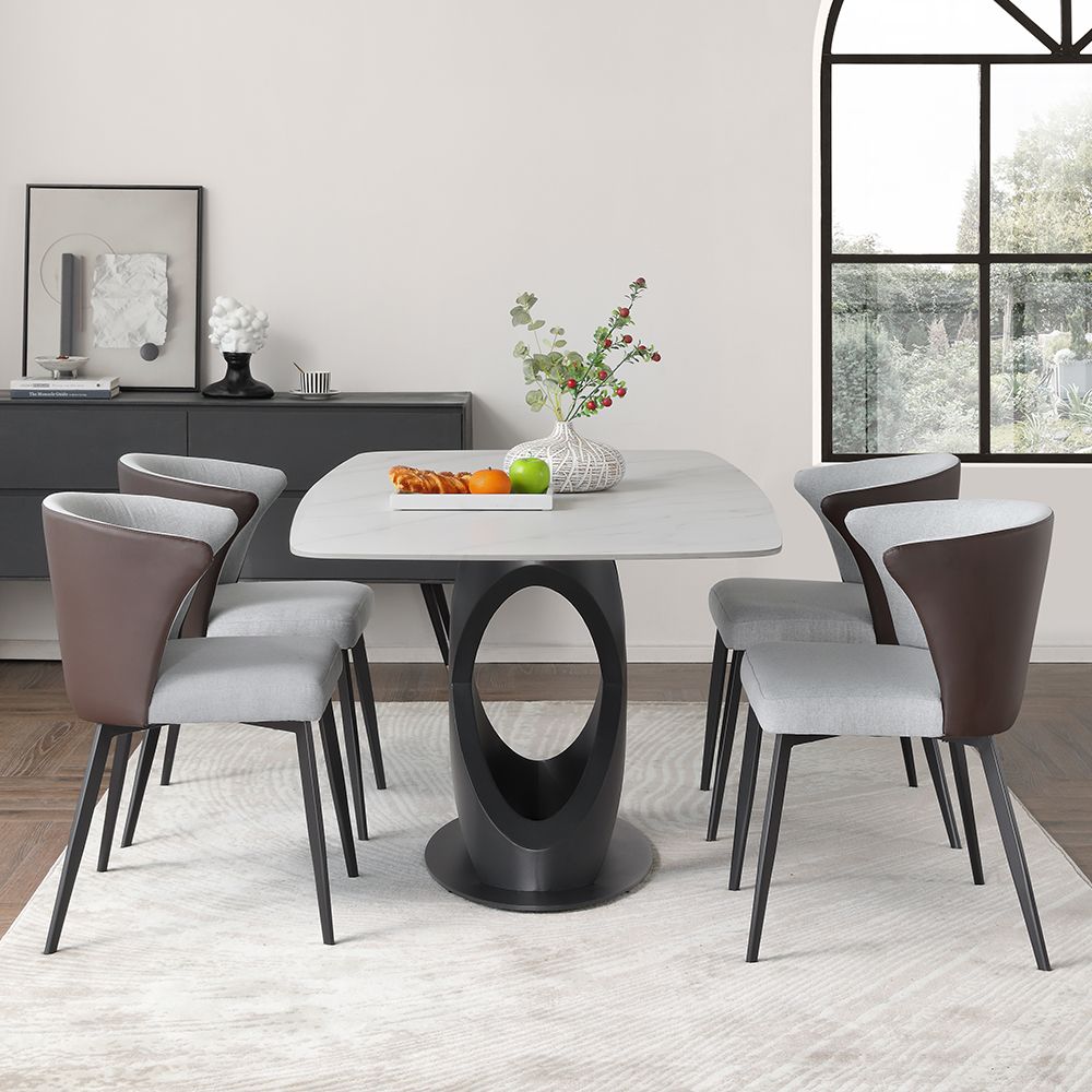 Modern Glossy & Matte White Dining Table