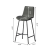 Modern Gray PU Leather Carbon Steel Black Metal Legs Bar Stools