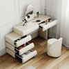 Modern Light Luxury White Pine Plank Veneer with Drawer Makeup Vanity Table Set