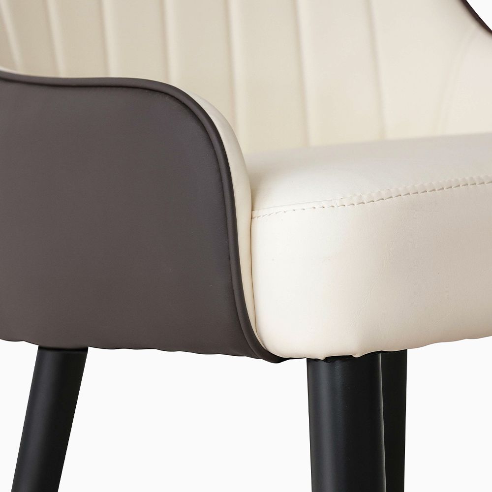 Serapion Beige PU Leather and Iron Leg Dining Chair 