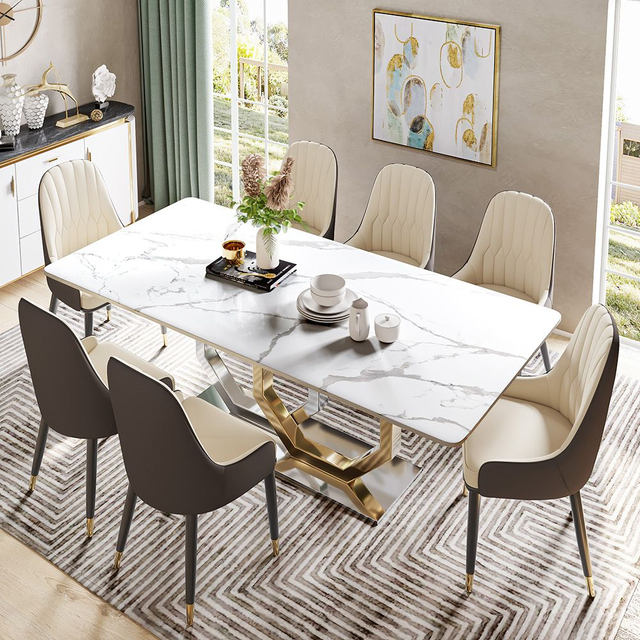 Wholesale Furniture Modern White Faux Marble Dining Table