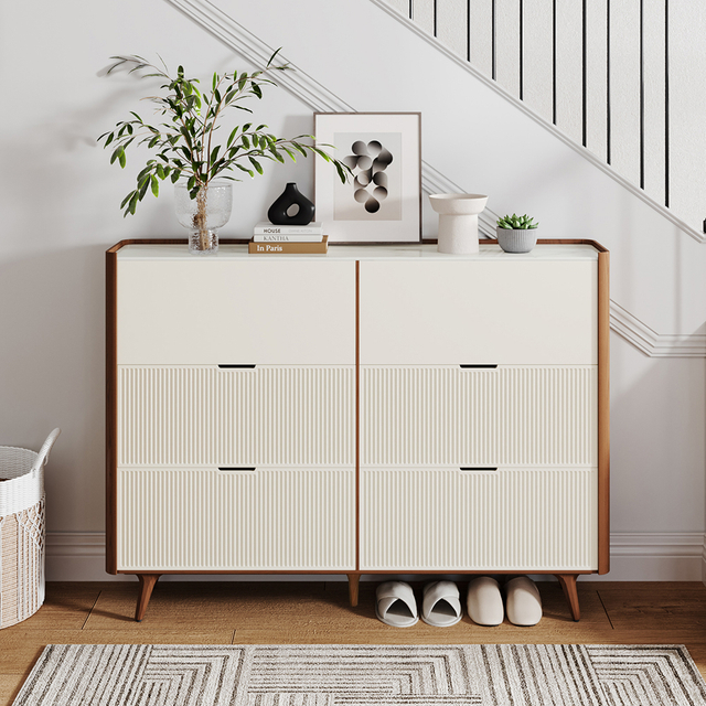 Mid-century Modern Large Capacity Shoe Cabinet for Shoe Storage