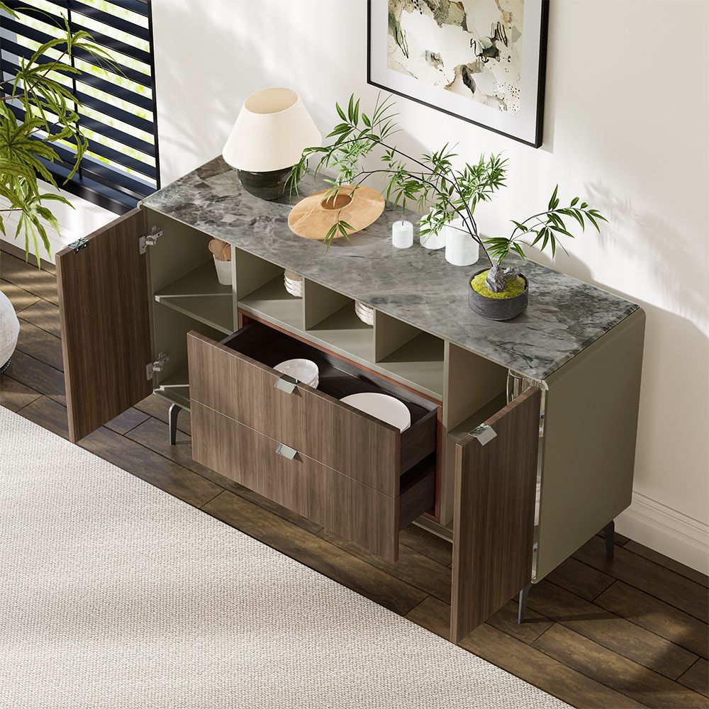 Modern Light Luxury Faux Marble Top Sideboard Buffet