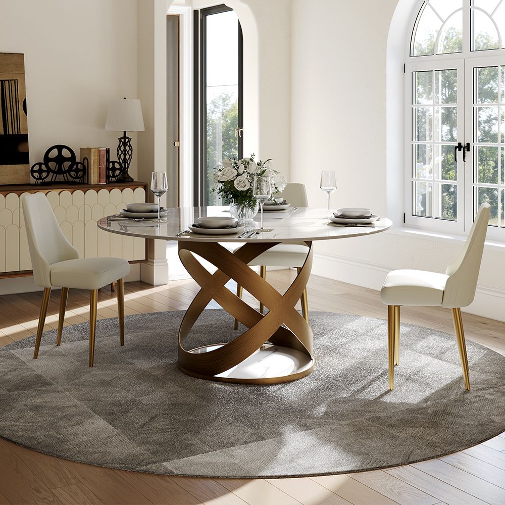 Modern Round Glossy Marble Dining Table