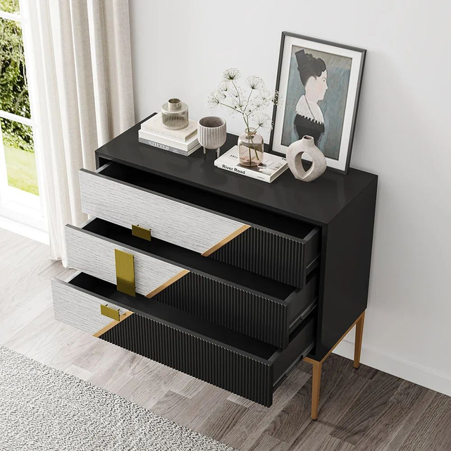 Modern Sleek Color-Blocked Dresser 