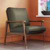 Modern Double Armrest Walnut Leisure Chair PU Leather Accent Chair