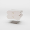 Modern Bedroom Beige Rotatable Acrylic Leg Nightstand 