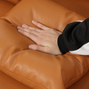 Minimalist Modular Leather Track Arm Orange Color Sofa