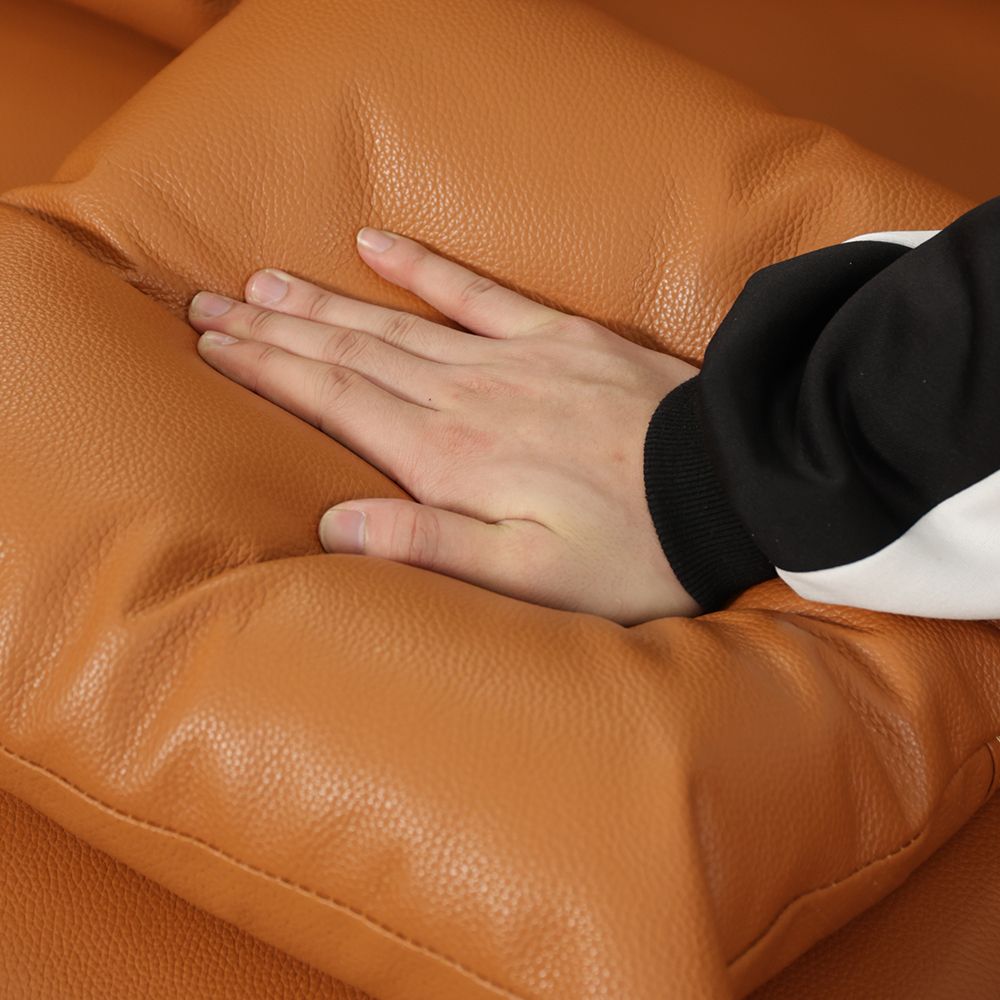 Minimalist Modular Leather Track Arm Orange Color Sofa