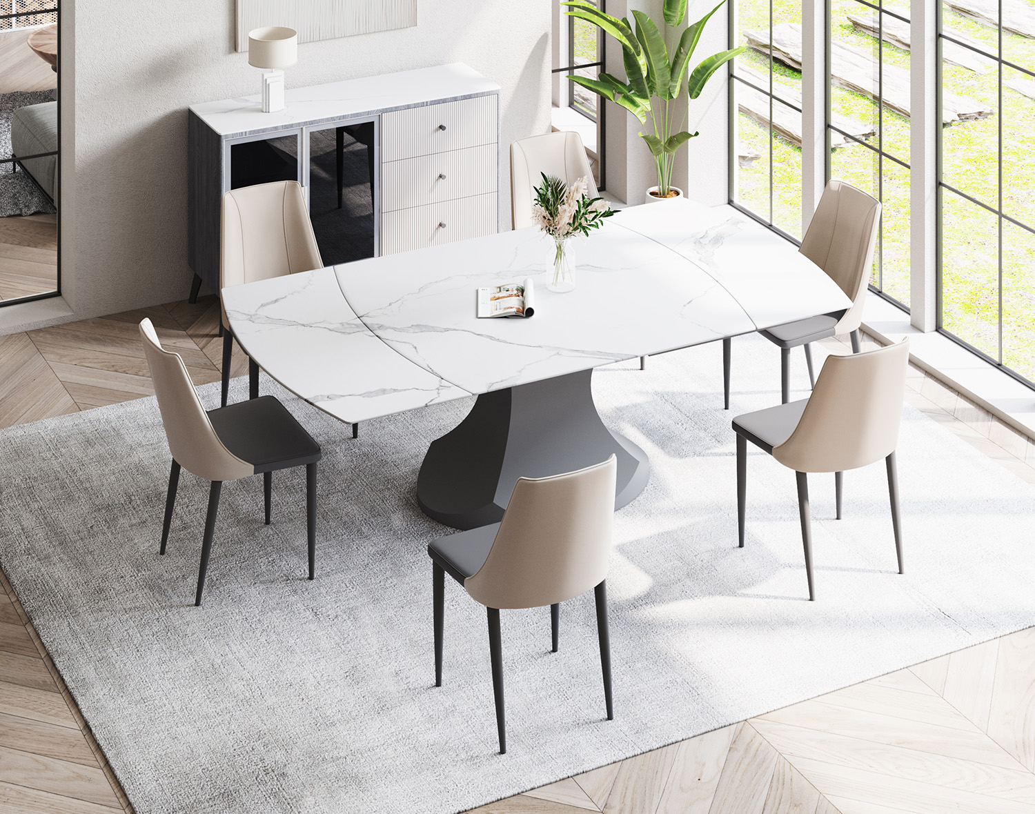 Modern Extendable Rectangular Dining Table