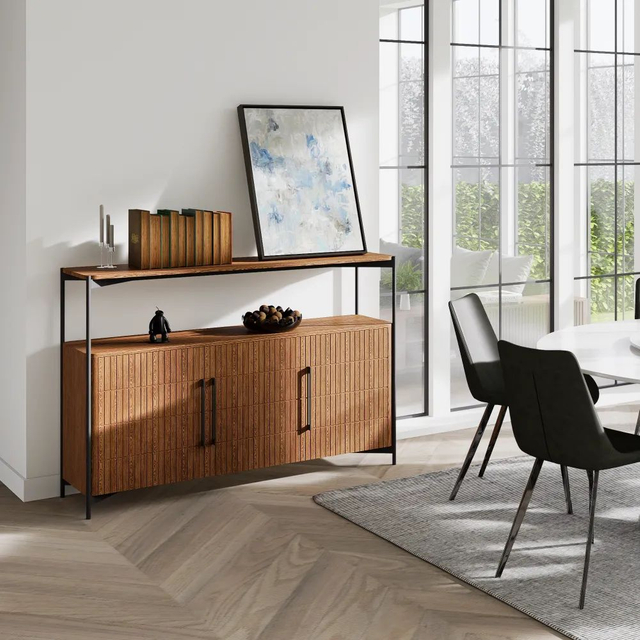 Walnut Ash Wood Veener Sideboard Buffet