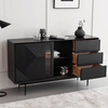 Mid Century Modern Tempered Glass Black Sideboard Buffet 