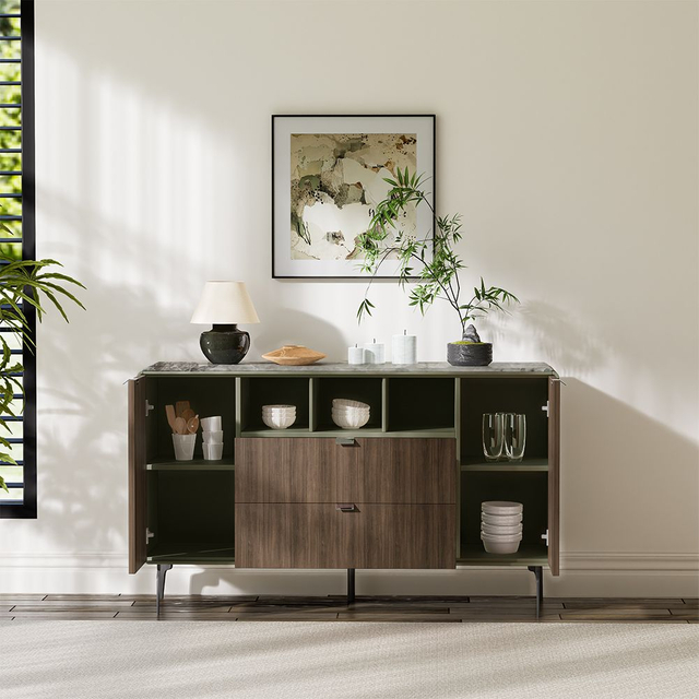 Modern Light Luxury Faux Marble Top Sideboard Buffet