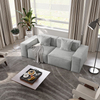 Modern Track Arm Fabric Light Gray Modular Sofa 