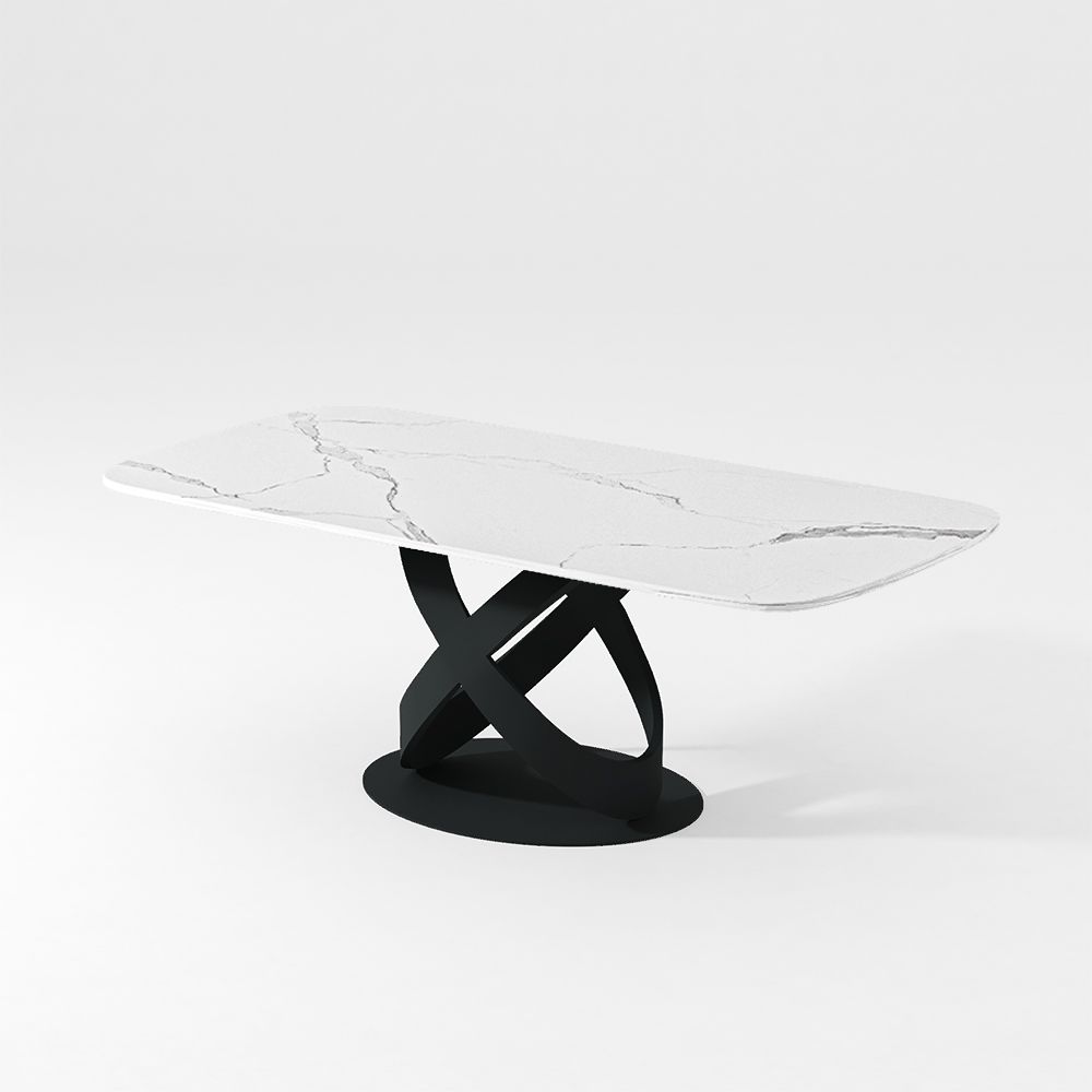 Modern Glossy & Matte White Dining Table